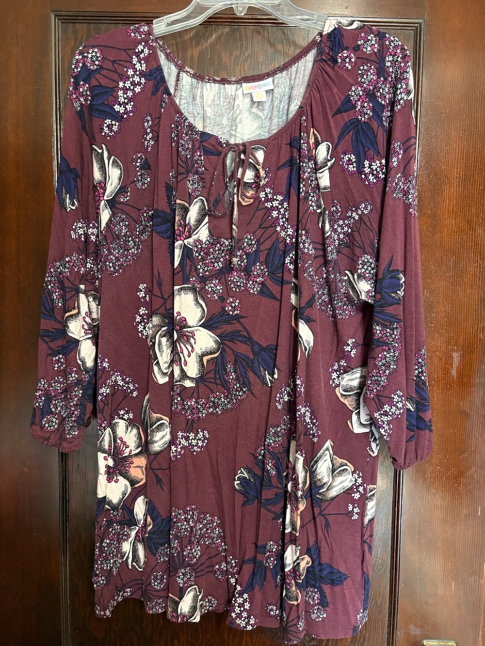LuLaRoe Floral Tunic in Burgundy, Cream, Navy